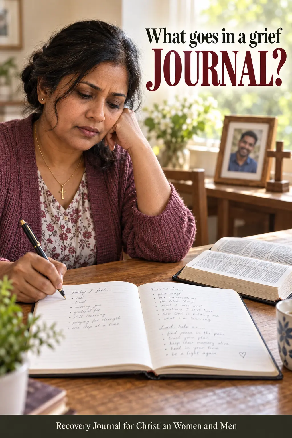 A Woman sitting quietly, journaling