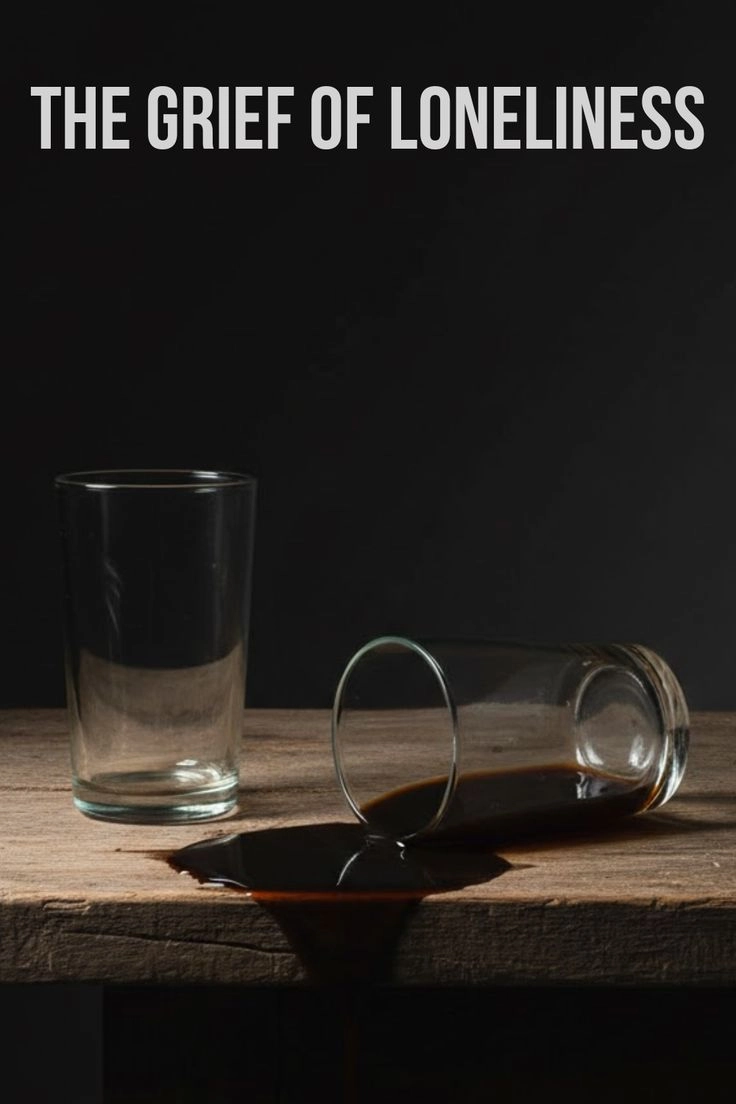 A tipped drinking glass spills across a rough wooden table.